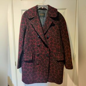 Coach Wool Coat leopard print wine and black size large women men
